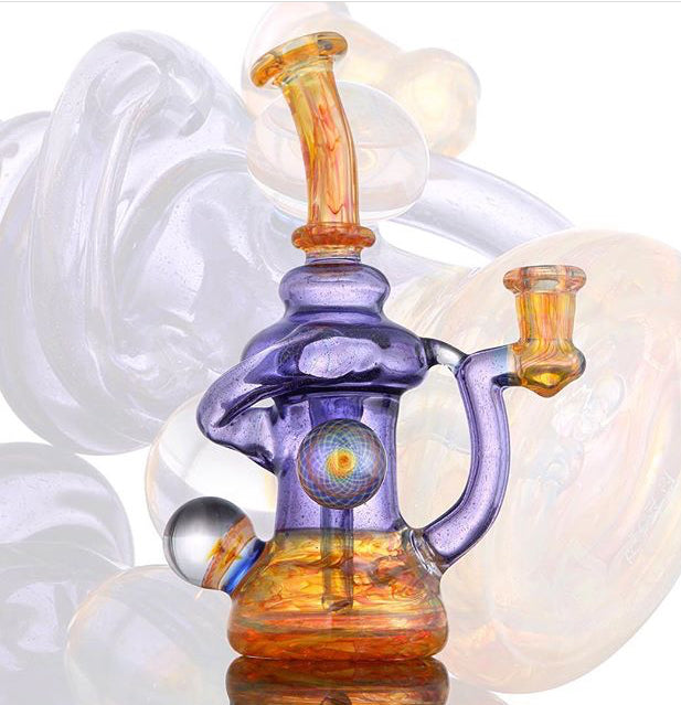 Royal Glass RoyCycler #20 fume and stardust over purple lollipop
